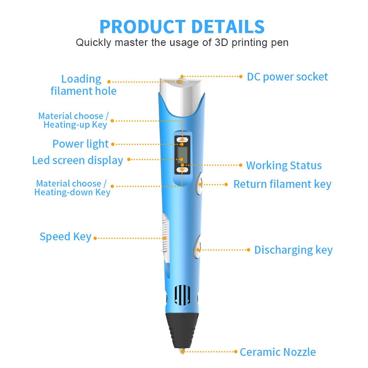 Hand-held 3D Printing Pen, USB Plug(Purple)