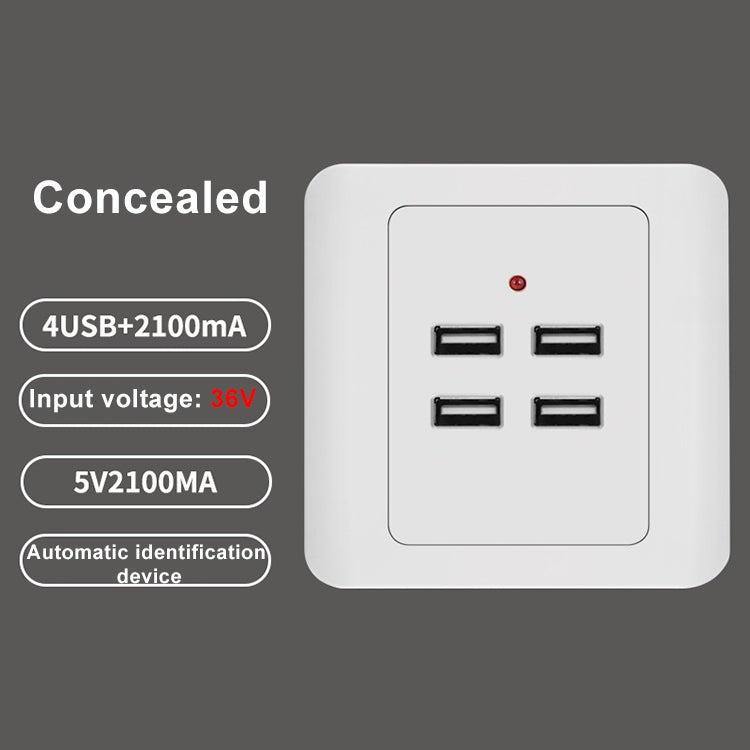 5V 3.1A 4 Ports USB Wall Charger Adapter Dock Station Socket Power Panel, 36V input