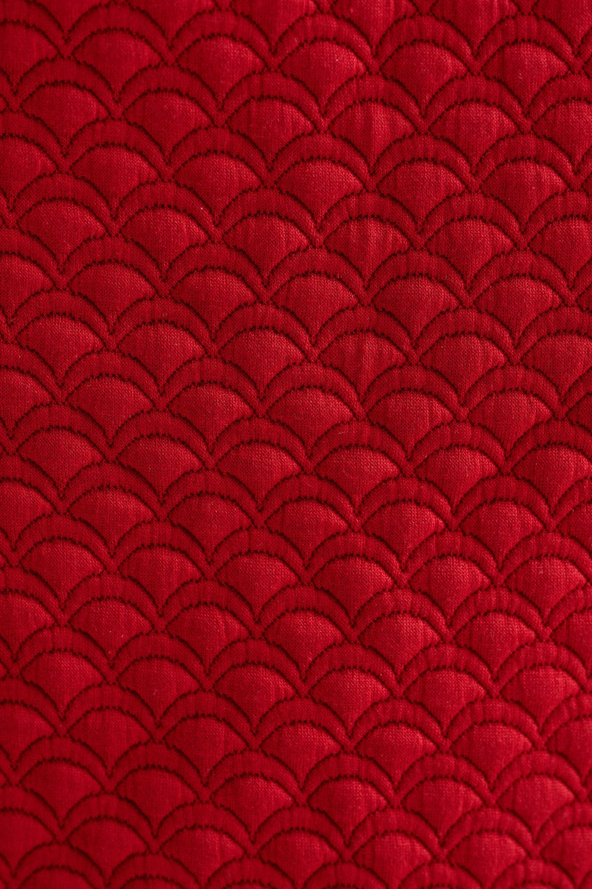 Flory Scallop Quilt Wide Leg Trouser - Wine Red