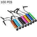 100 PCS 2-in-1 Earphone Dust Plug & Stylus Pen for Phones/Tablets, 4.5x0.8cm, Random Colors