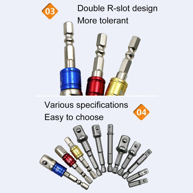 3 PCS/Set Socket Bit Extension Bar Hex Shank Adapter Drill Nut Driver Power Drill Bit(1/4, 3/8, 1/2 inch), Length:65-73mm, 3 PCS/Set Length:65-73mm