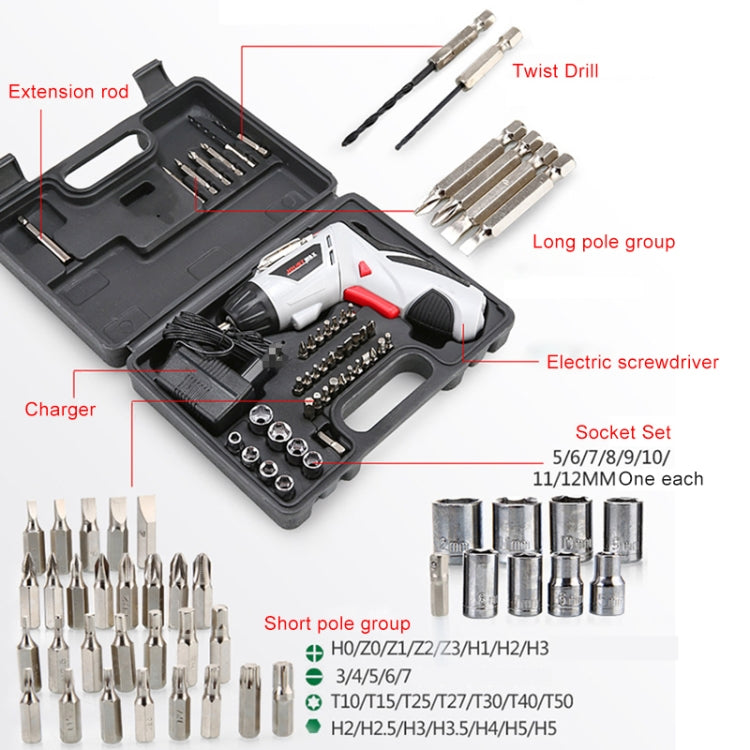 4.8V Multi-functional Household Electric Screwdriver Electric Drill Electric Screwdriver Set US Plug, US Plug