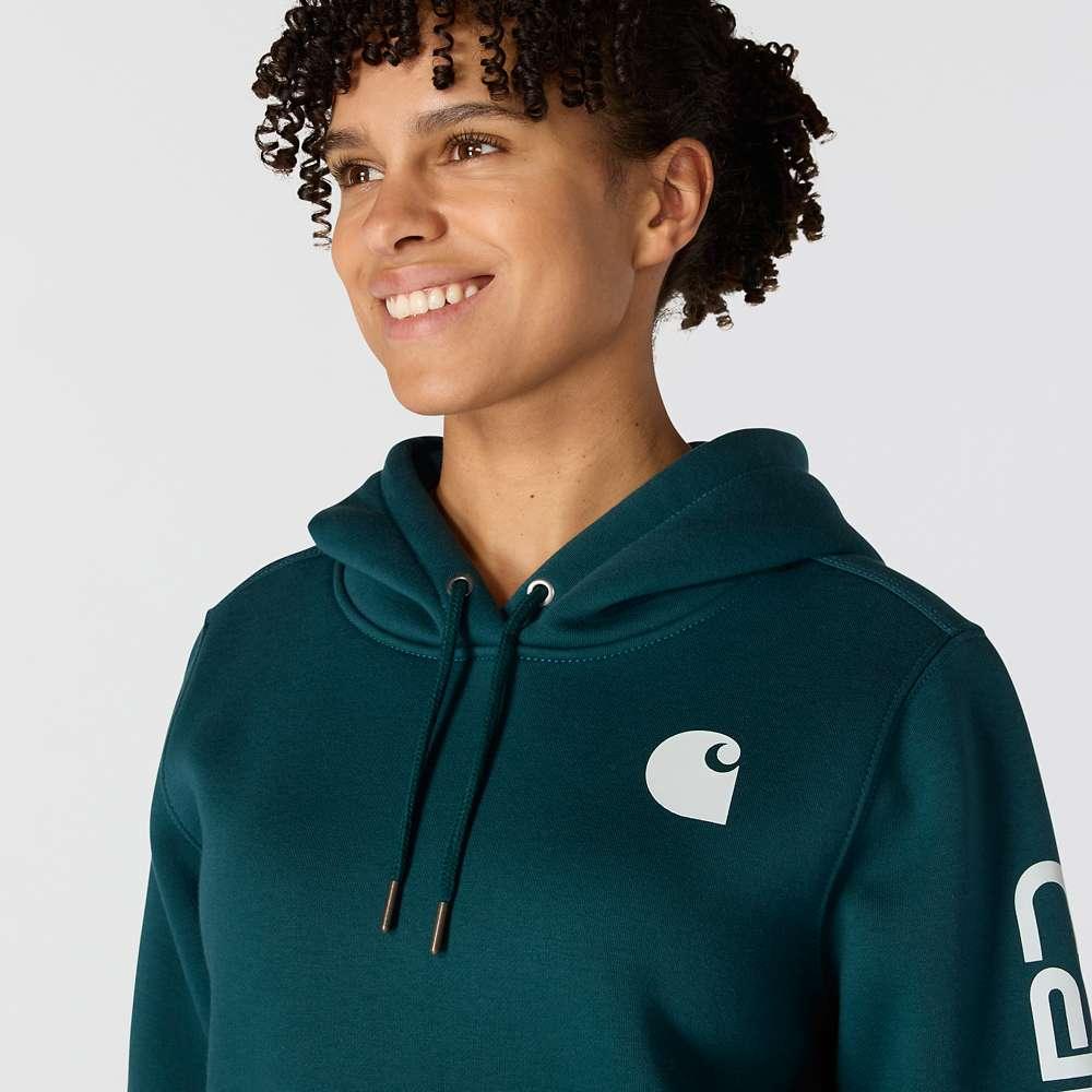 Carhartt 102791 Womens Clarksburg Relaxed Fit Midweight Logo Sleeve Sweatshirt
