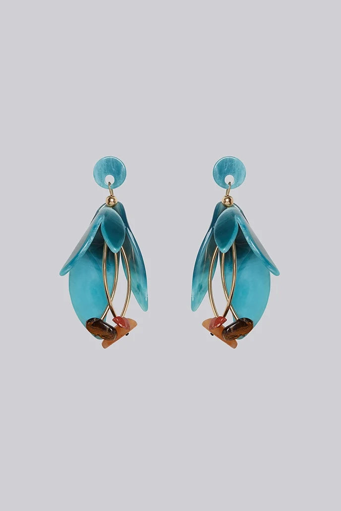 Louche Elisha Tortoise Shell Flower Earrings