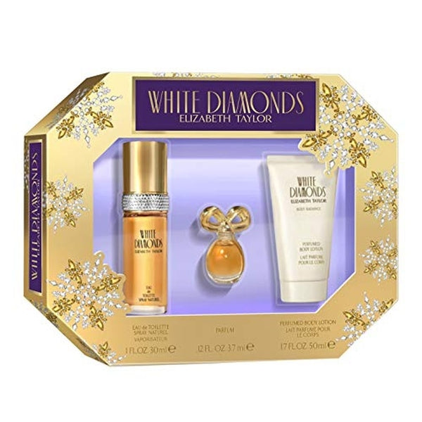 Elizabeth Taylor White Diamonds Gift Set 30ml EDT Spray + 3ml EDP Spray + 50ml Body Lotion