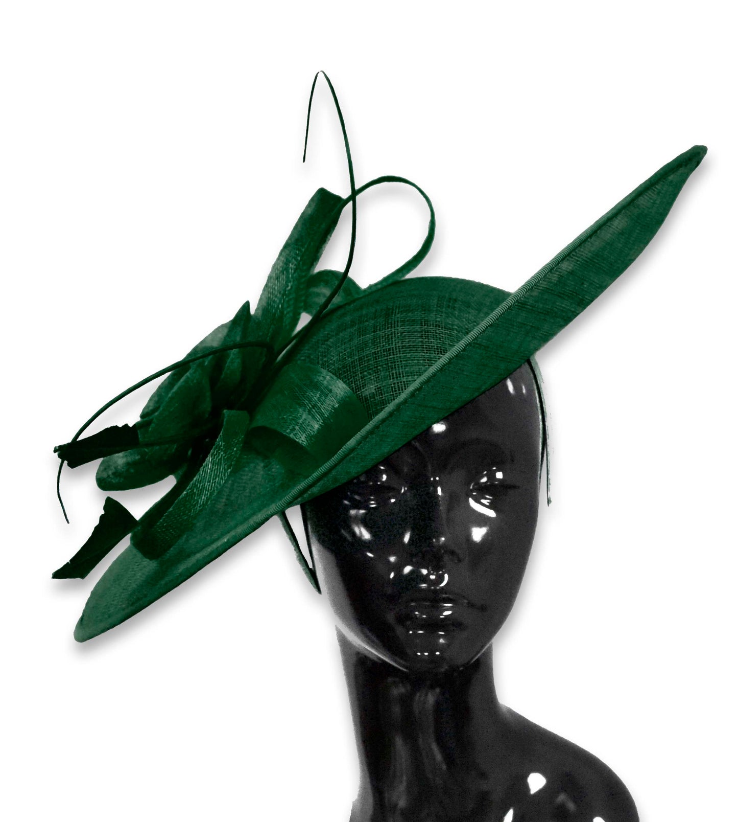 Emerald Green Fuchsia Pink Mix 41cm Large SInamay Hatinator Disc Saucer Brim Hat Fascinator on Headband