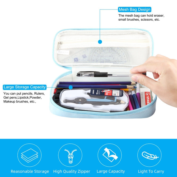 FunAdd Pencil Case Cosmetic Storage Ant Cloth Organizer Bag, Size: 235 x 105 x 50mm (Light Blue)