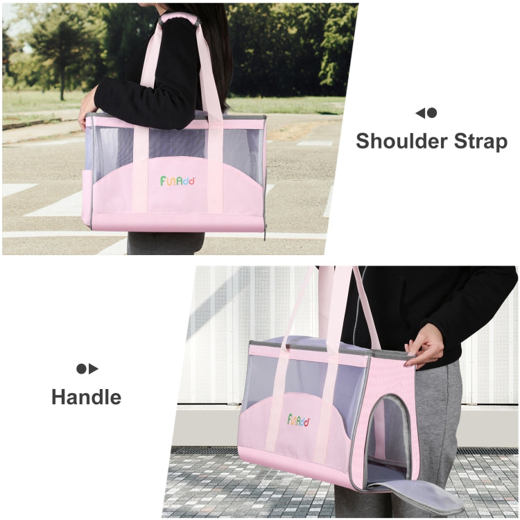 FUNADD Portable Breathable Pet Bag Outdoor Shoulder Tote Bag (Pink)