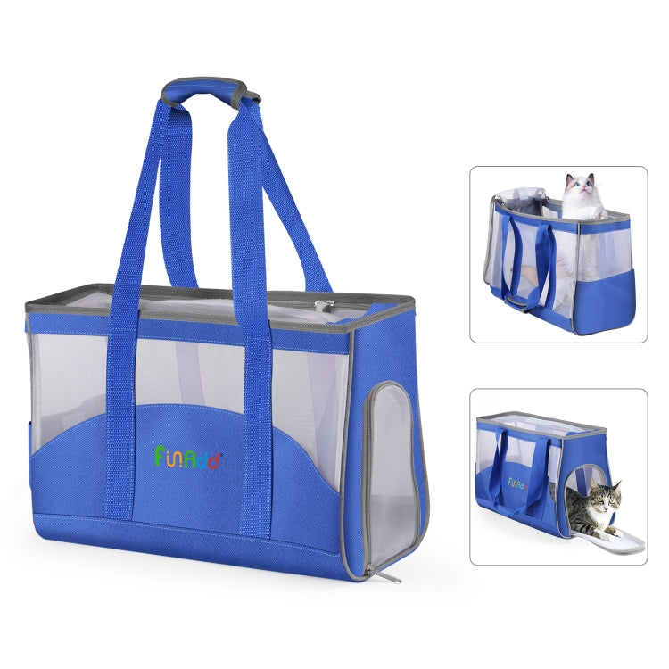 FUNADD Portable Breathable Pet Bag Outdoor Shoulder Tote Bag (Blue)