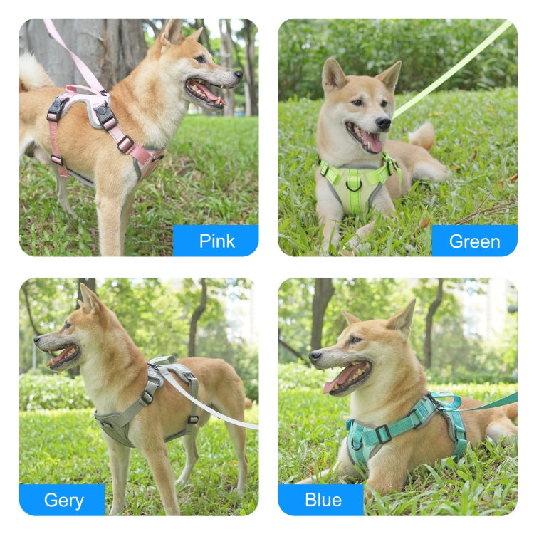 FunAdd Traction Rope Reflective Breathable Nylon Pet Vest Dog Harness, Size: M (Pink)