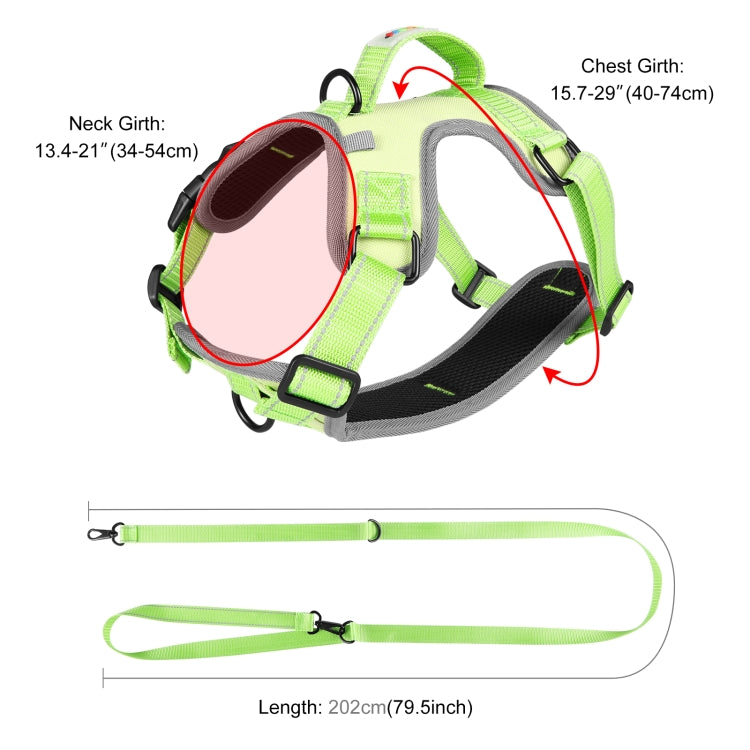 FunAdd Traction Rope Reflective Breathable Nylon Pet Vest Dog Harness, Size: M (Green)