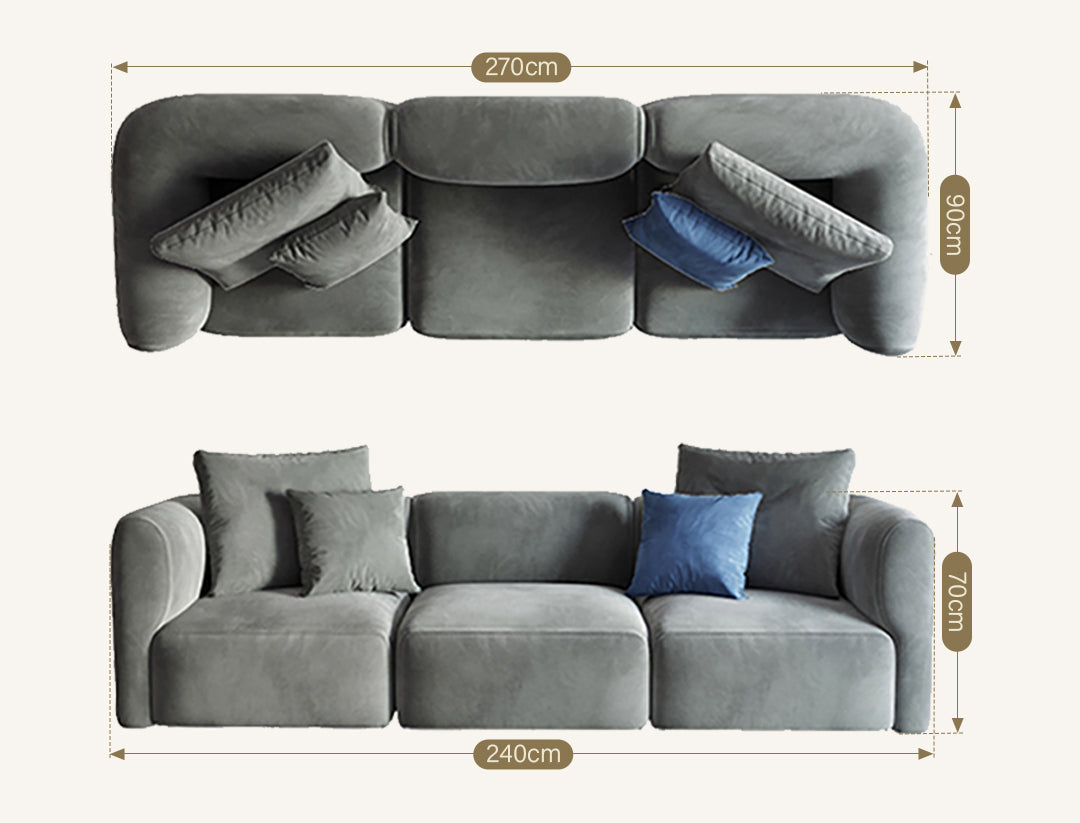 FIN Four Seater Sofa, Four Seater Corner Sofa, Grey Velvet