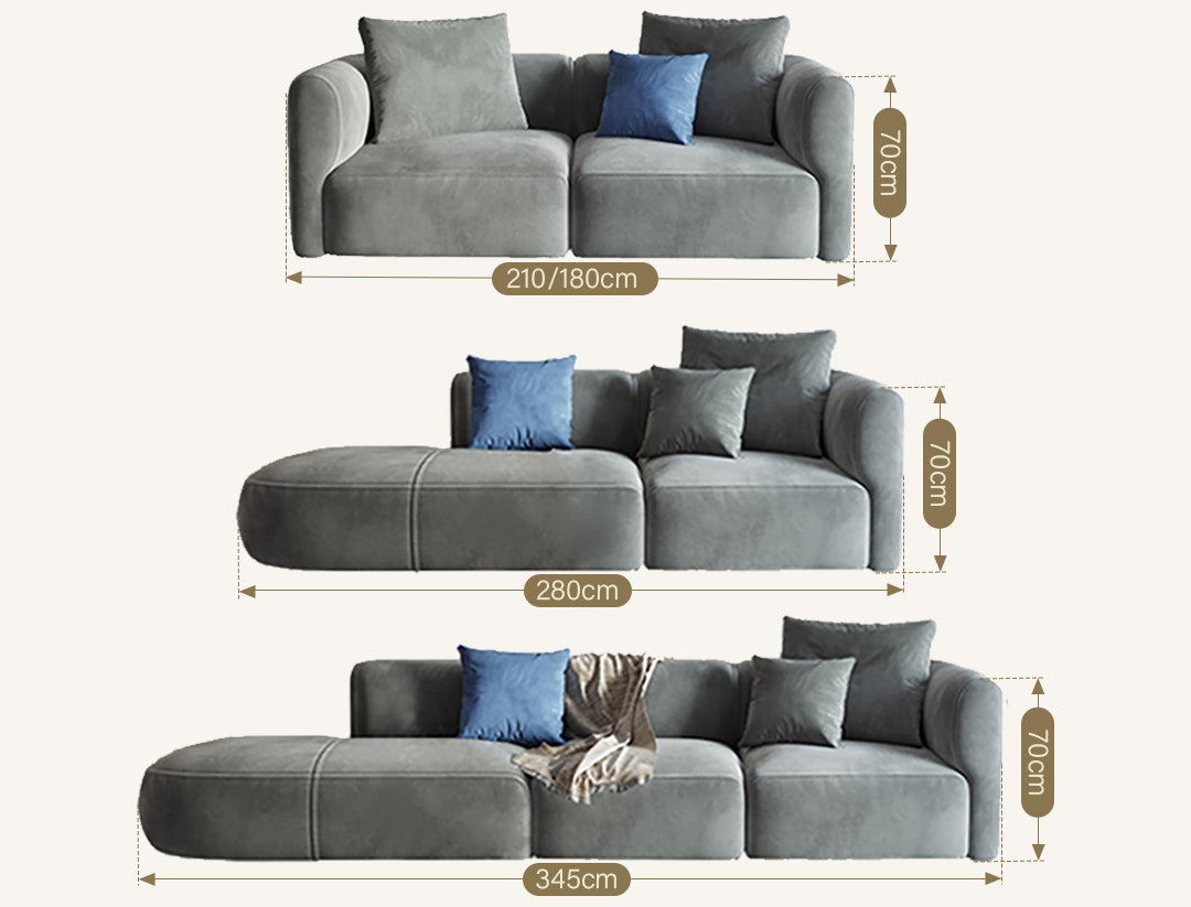 FIN Four Seater Sofa, Four Seater Corner Sofa, Grey Velvet