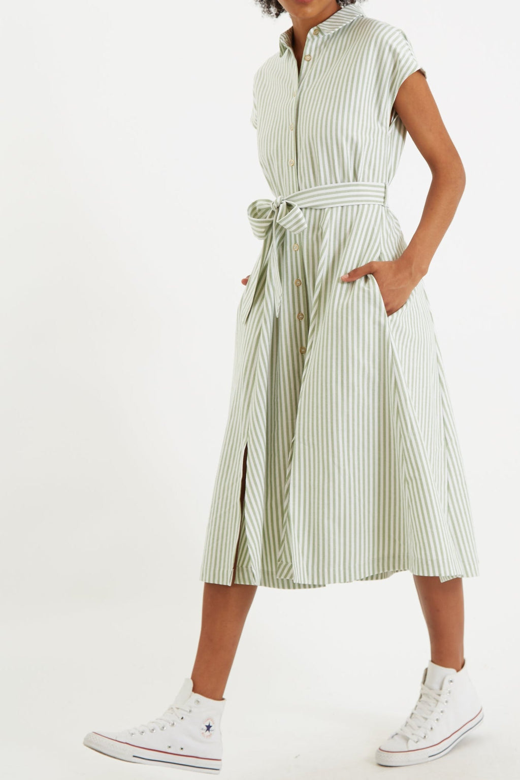 Fleur Sail Stripe Midi Shirt Dress
