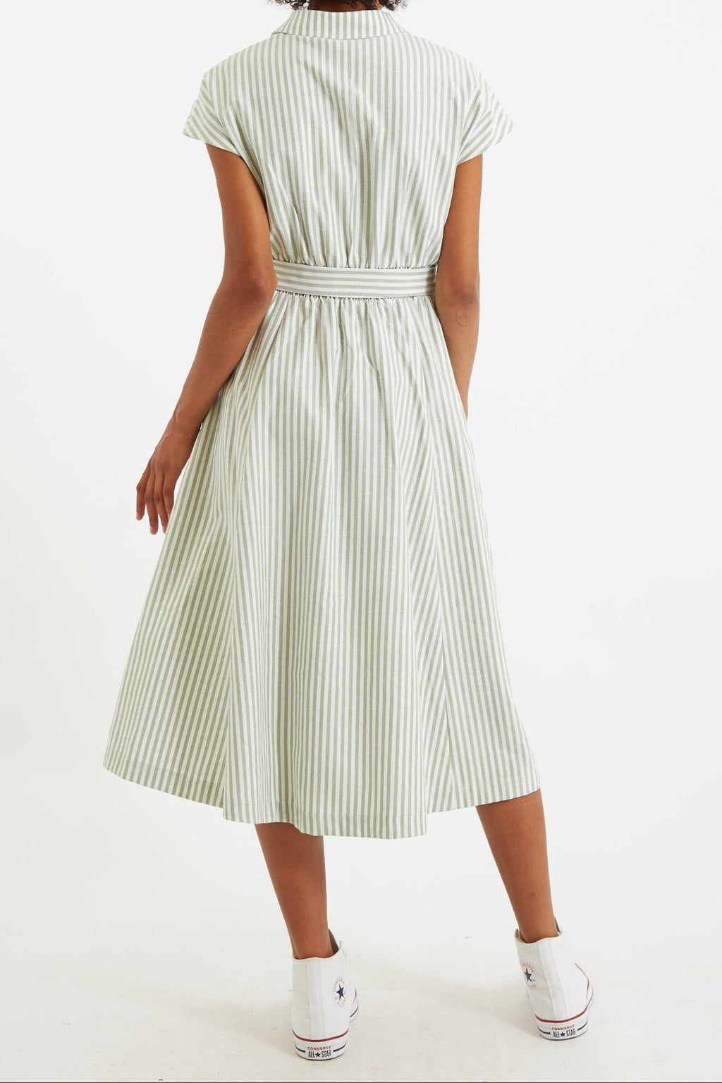 Fleur Sail Stripe Midi Shirt Dress