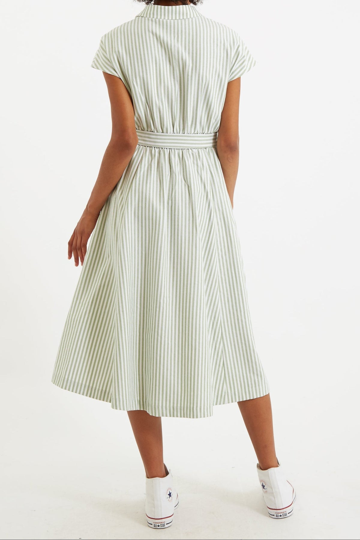 Fleur Sail Stripe Midi Shirt Dress