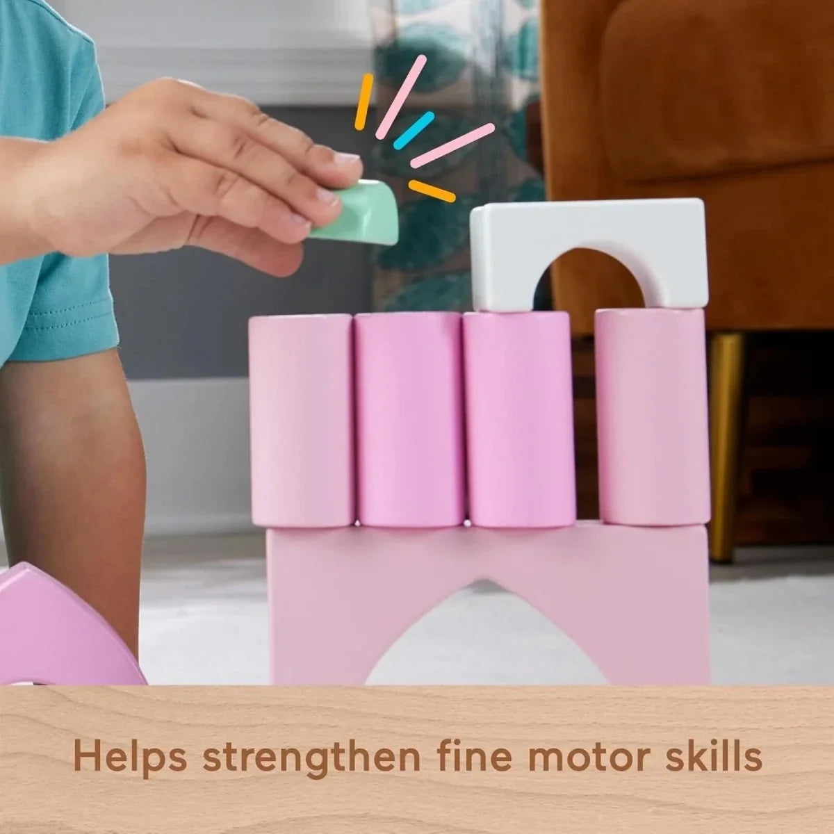 Fisher-Price Wooden Toddler Toy Castle Block Set