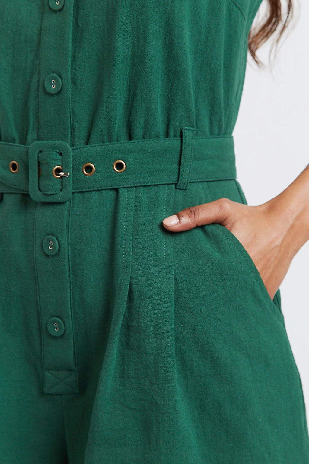 Francesca Belted Green Playsuit