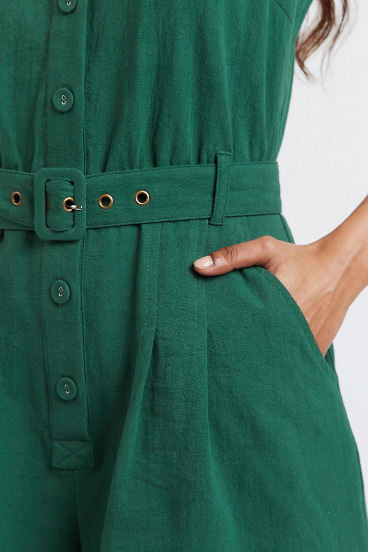 Francesca Belted Green Playsuit