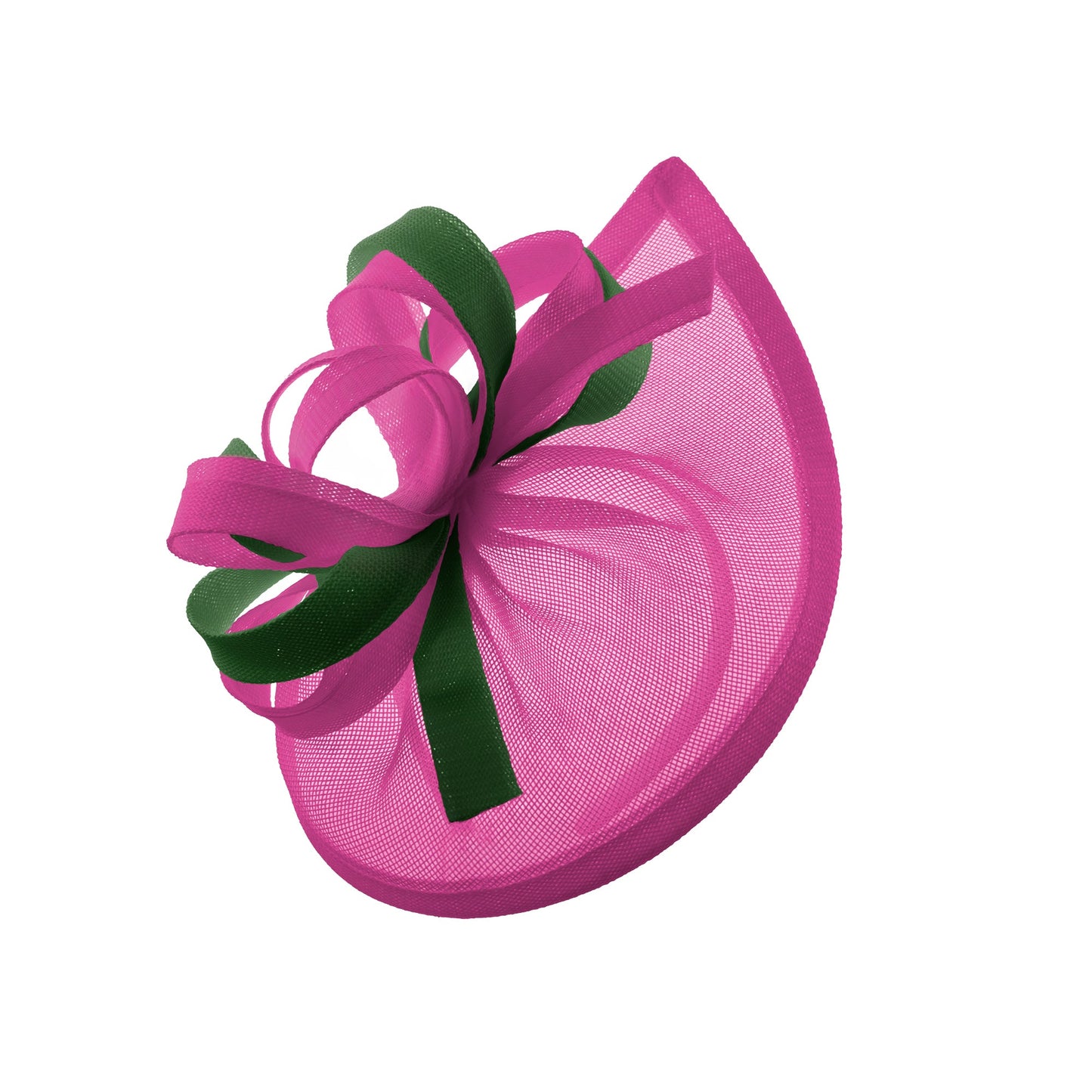 Caprilite Vegan MoonMix Hoop Fascinator Hat on Headband Wedding Ascot Races Bespoke Sinamay Disc - Fuchsia Green