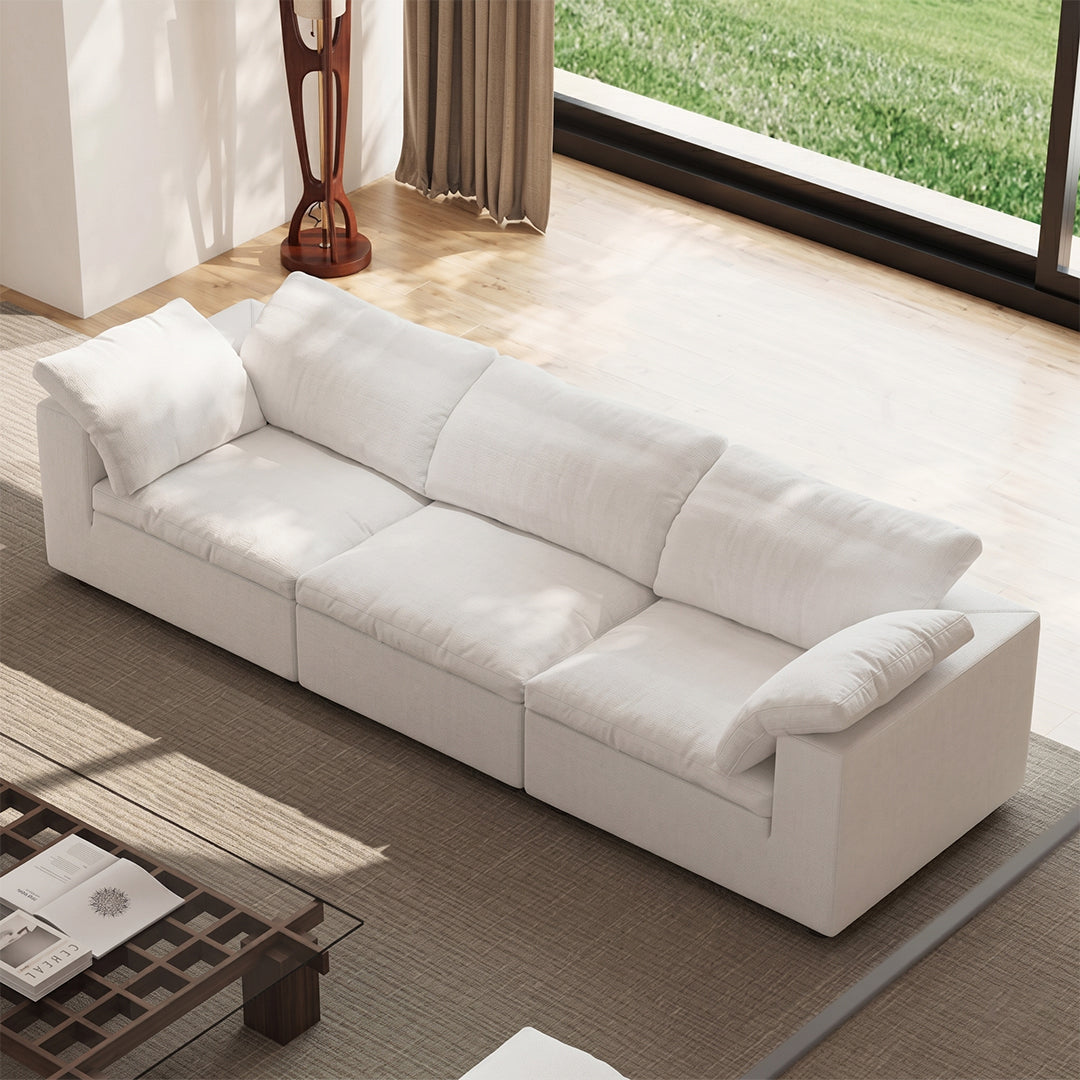 Farid Two Seater, Three Seater Sofa, Modular Sofa, White Linen