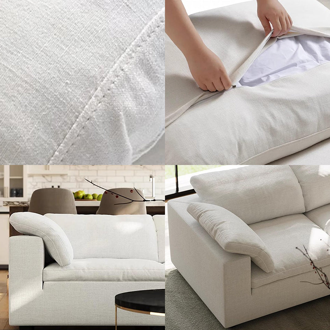 Farid Two Seater, Three Seater Sofa, Modular Sofa, White Linen
