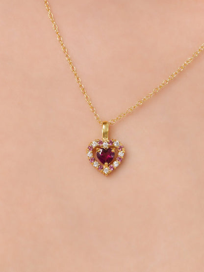 Red Heart Rhodolite Garnet Jewellery Set in 18k Gold Vermeil