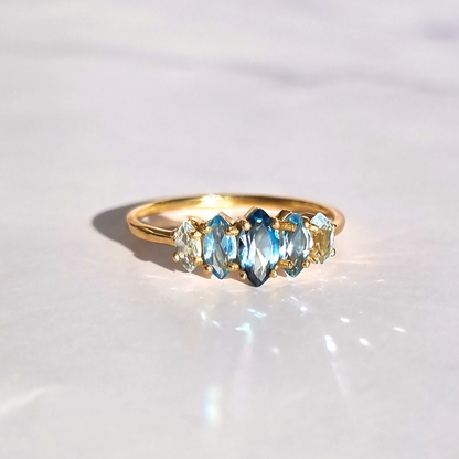 Ombre Blue Topaz Ring in 18k Gold Vermeil