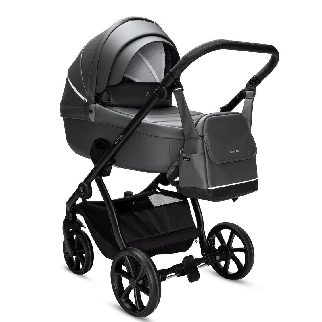 Noordi Fjordi V2 Leather 2in1 Pushchair with ThermoCot™ Carrycot, Shadow Grey
