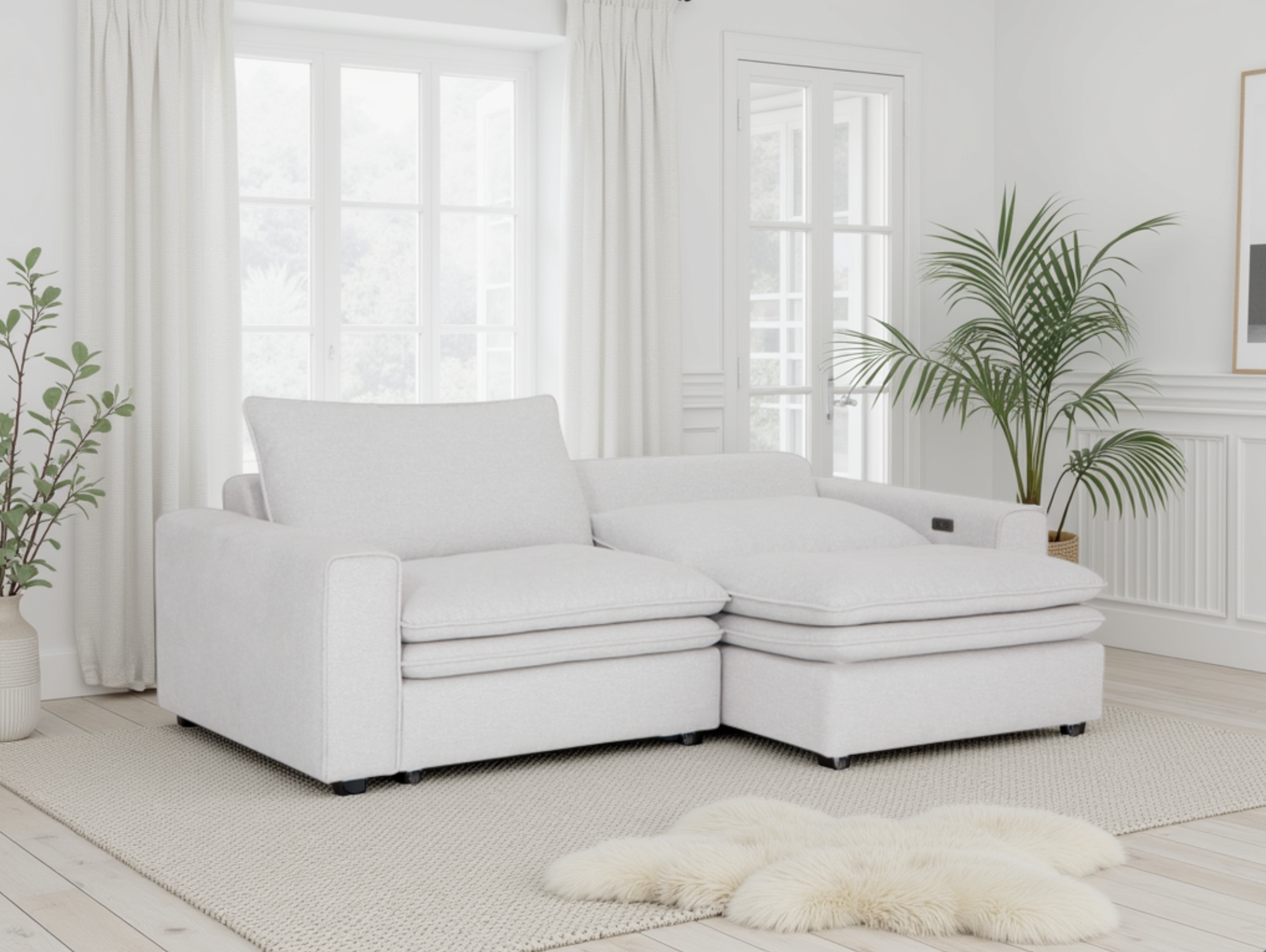 Florence Cloud Ivory Electric Recliner Sofa - Ultimate Comfort & Modern Style