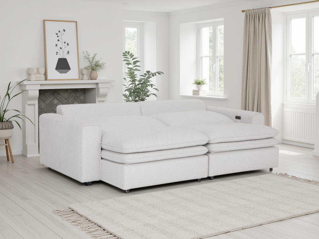 Florence Cloud Ivory Electric Recliner Sofa - Ultimate Comfort & Modern Style