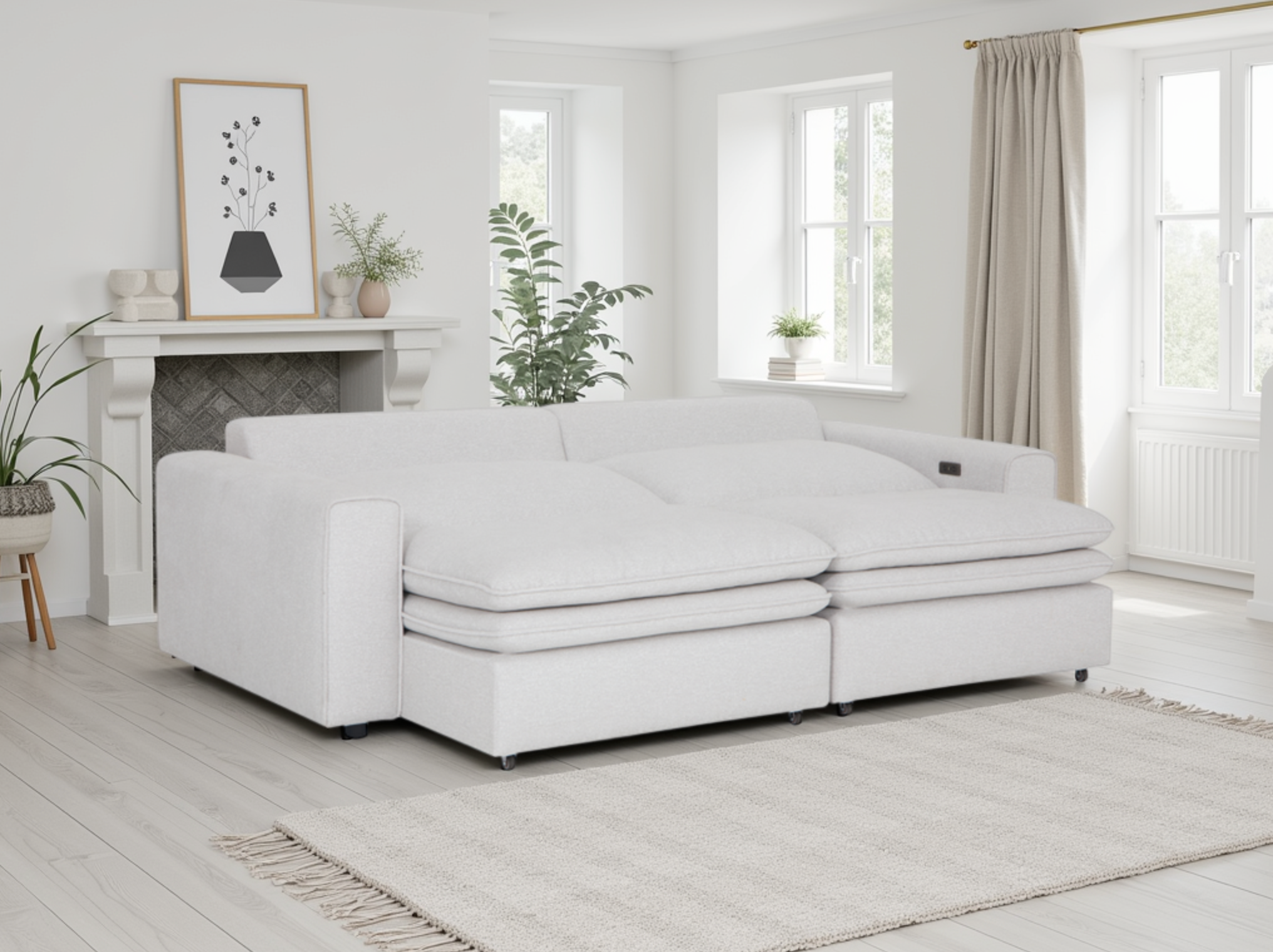 Florence Cloud Ivory Electric Recliner Sofa - Ultimate Comfort & Modern Style
