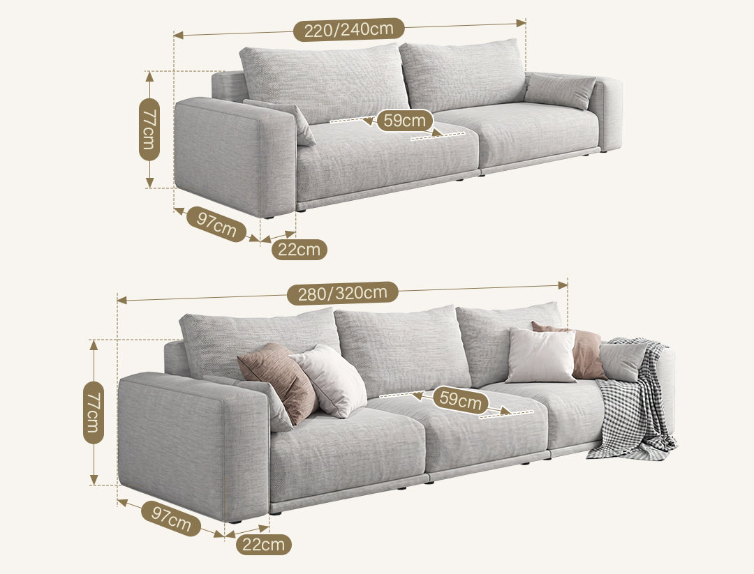 Frances Two Seater Sofa, Cotton Linen