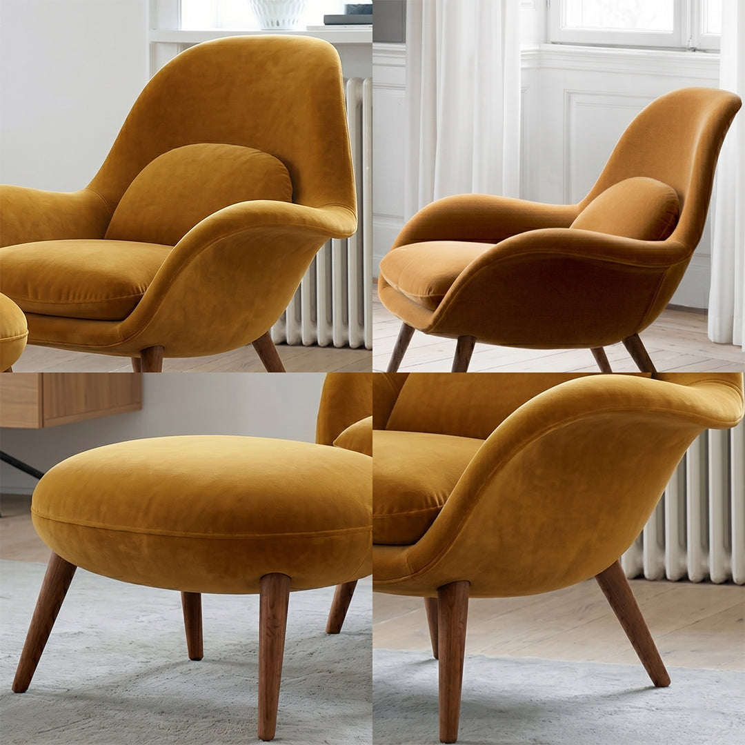 Fredericia Swoon Armchair And Footstool, Velvet