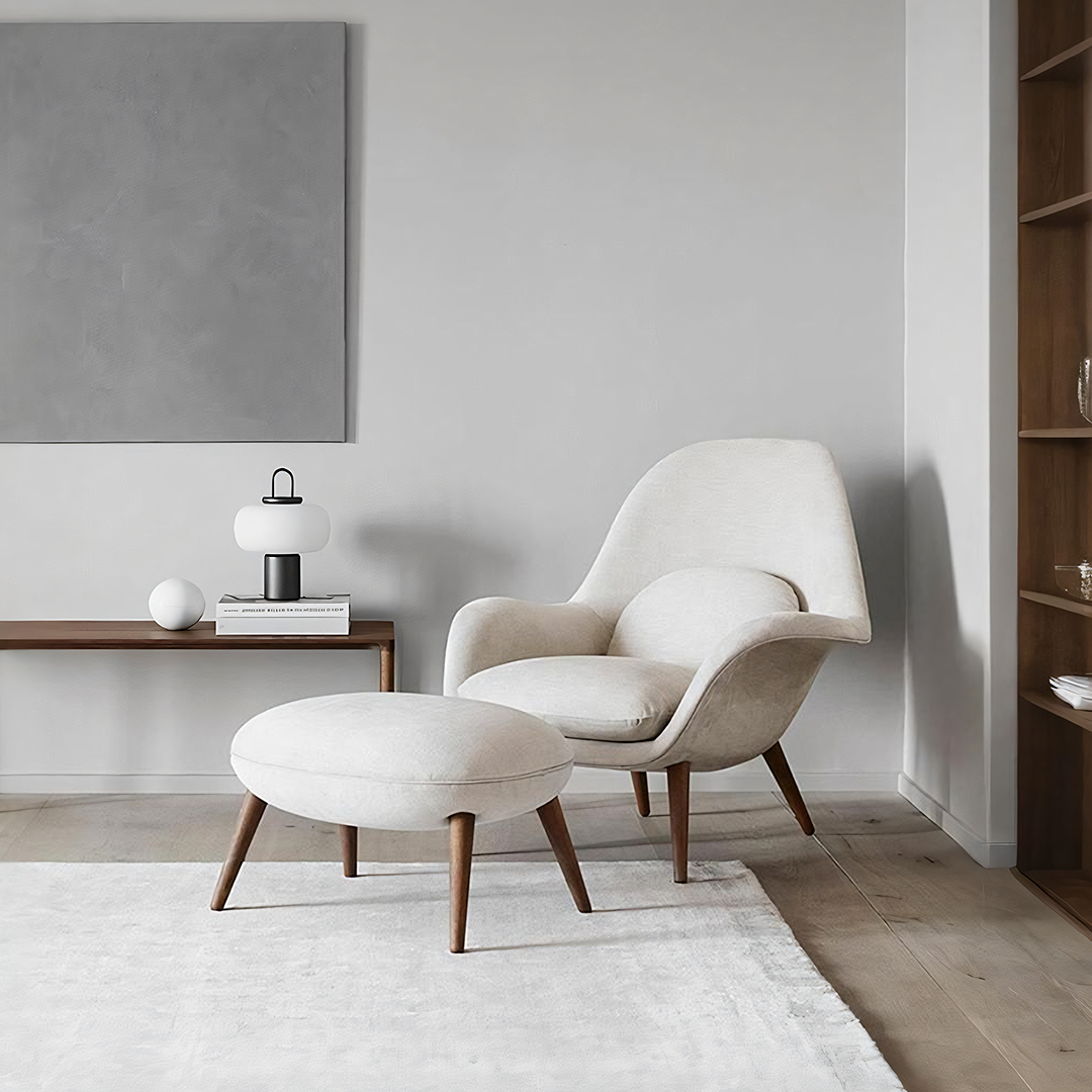 Fredericia Swoon Armchair And Footstool, Velvet
