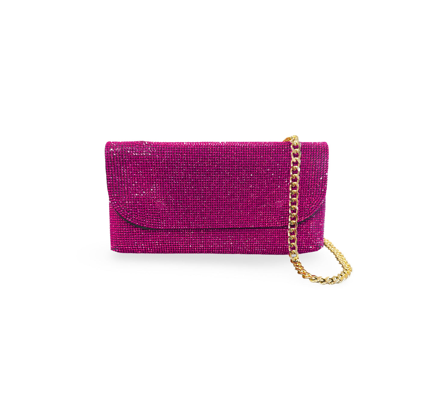 Caprilite Small Crossbody Bag Sparkly Crystal Clutch Fold Handbag Fuchsia Pink
