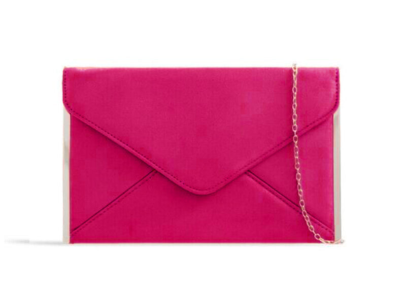 Caprilite Ladies Fuchsia Hot Pink Velvet Clutch Handbag Bag for Ascot Derby Races