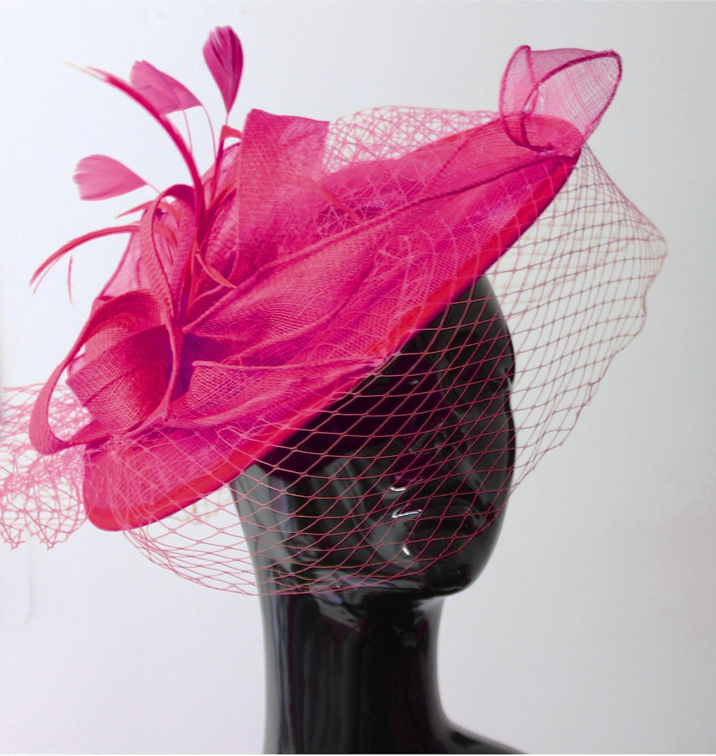 Caprilite Big Saucer Sinamay Birdcage Veil Fascinator On Headband Wedding Derby Ascot Races Ladies Hat