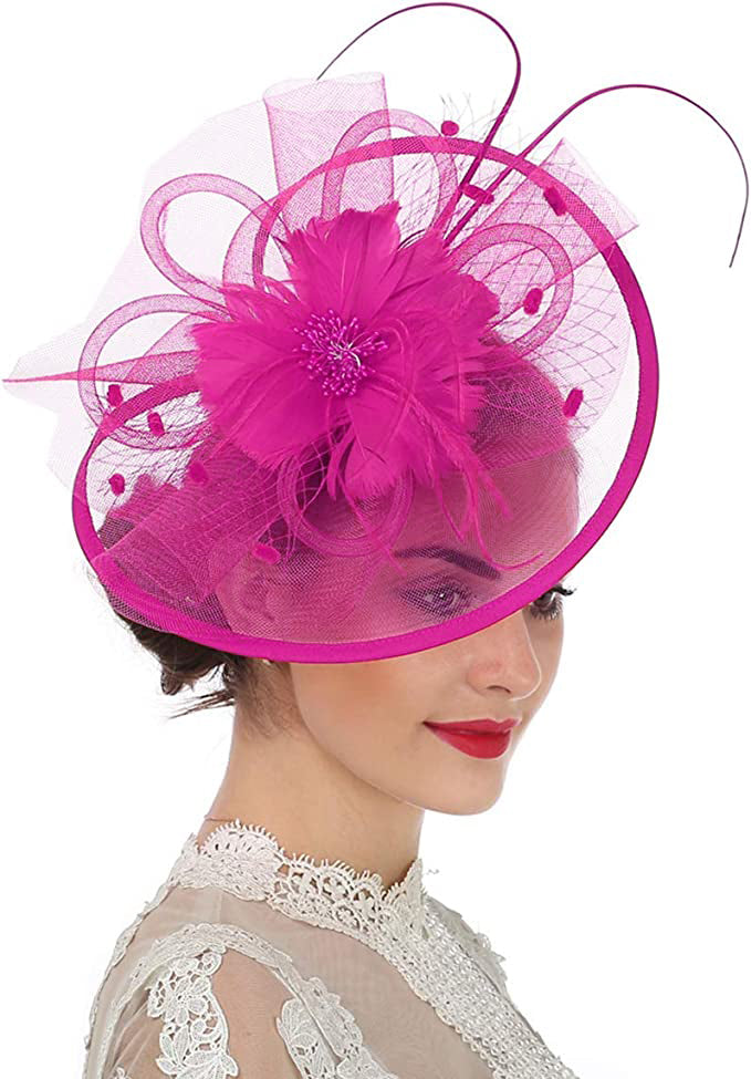 Large Flower Disc Fascinator net on Headband and Clip