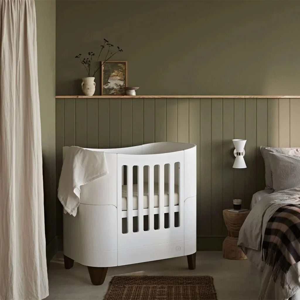 Gaia Baby Serena All-In-One Cot Bed Set - White/Walnut