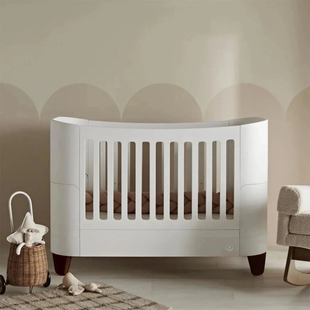 Gaia Baby Serena All-In-One Cot Bed Set - White/Walnut
