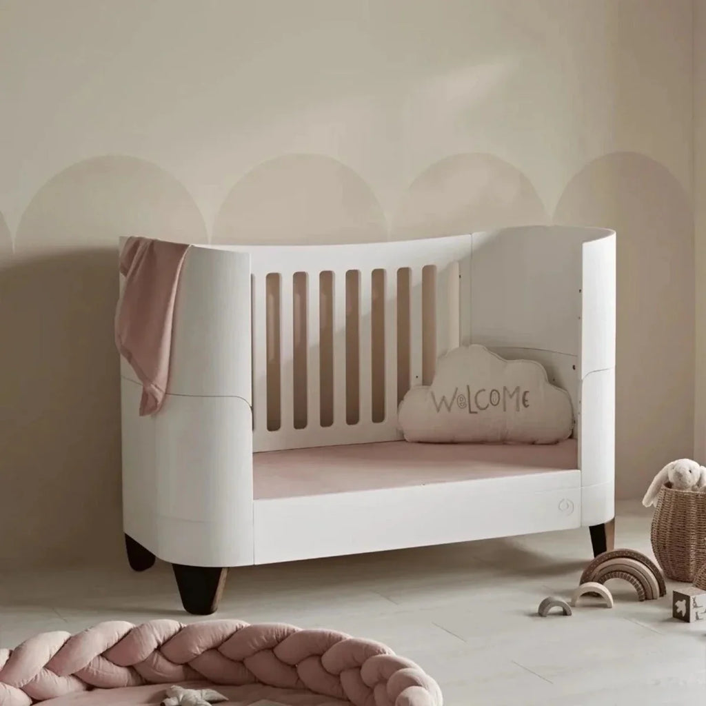 Gaia Baby Serena All-In-One Cot Bed Set - White/Walnut