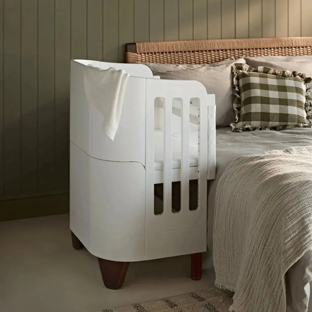 Gaia Baby Serena All-In-One Cot Bed Set - White/Walnut