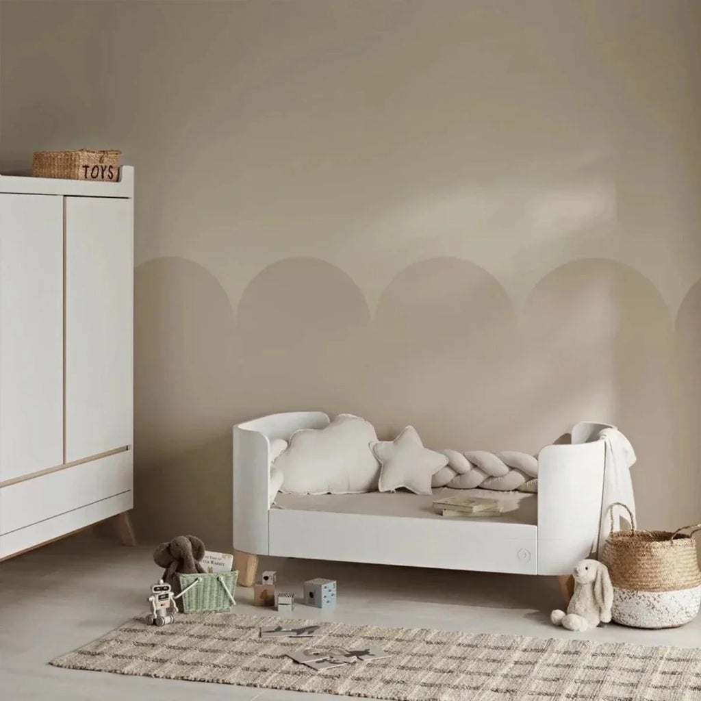 Gaia Baby Serena All-In-One Cot Bed Set - White/Walnut