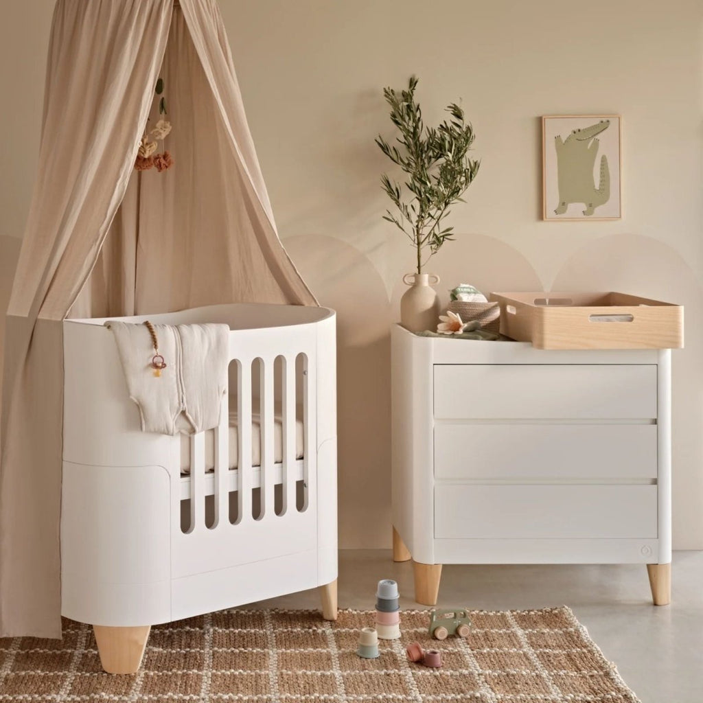 Gaia Baby Serena Mini Cot and Cot Bed Set - White/Natural