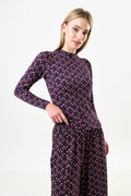 Gilly Retro Dots Print Long Sleeve Top