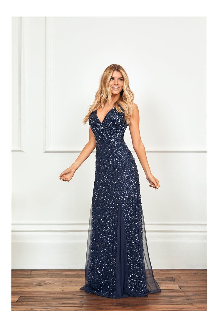 Giselle Navy Sequin Maxi Dress