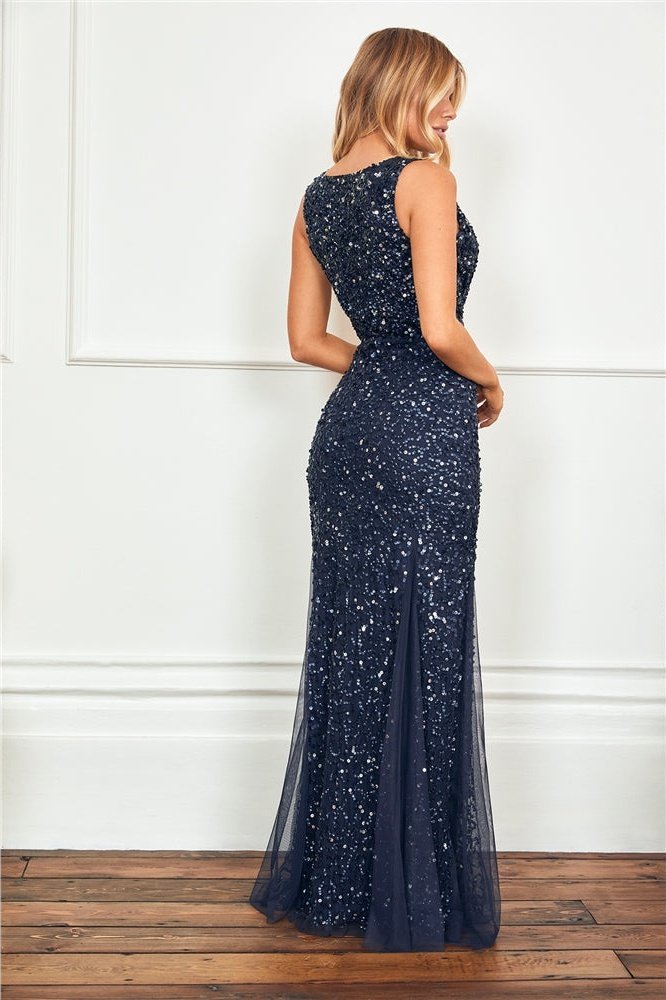 Giselle Navy Sequin Maxi Dress