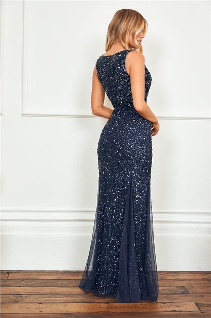 Giselle Navy Sequin Maxi Dress