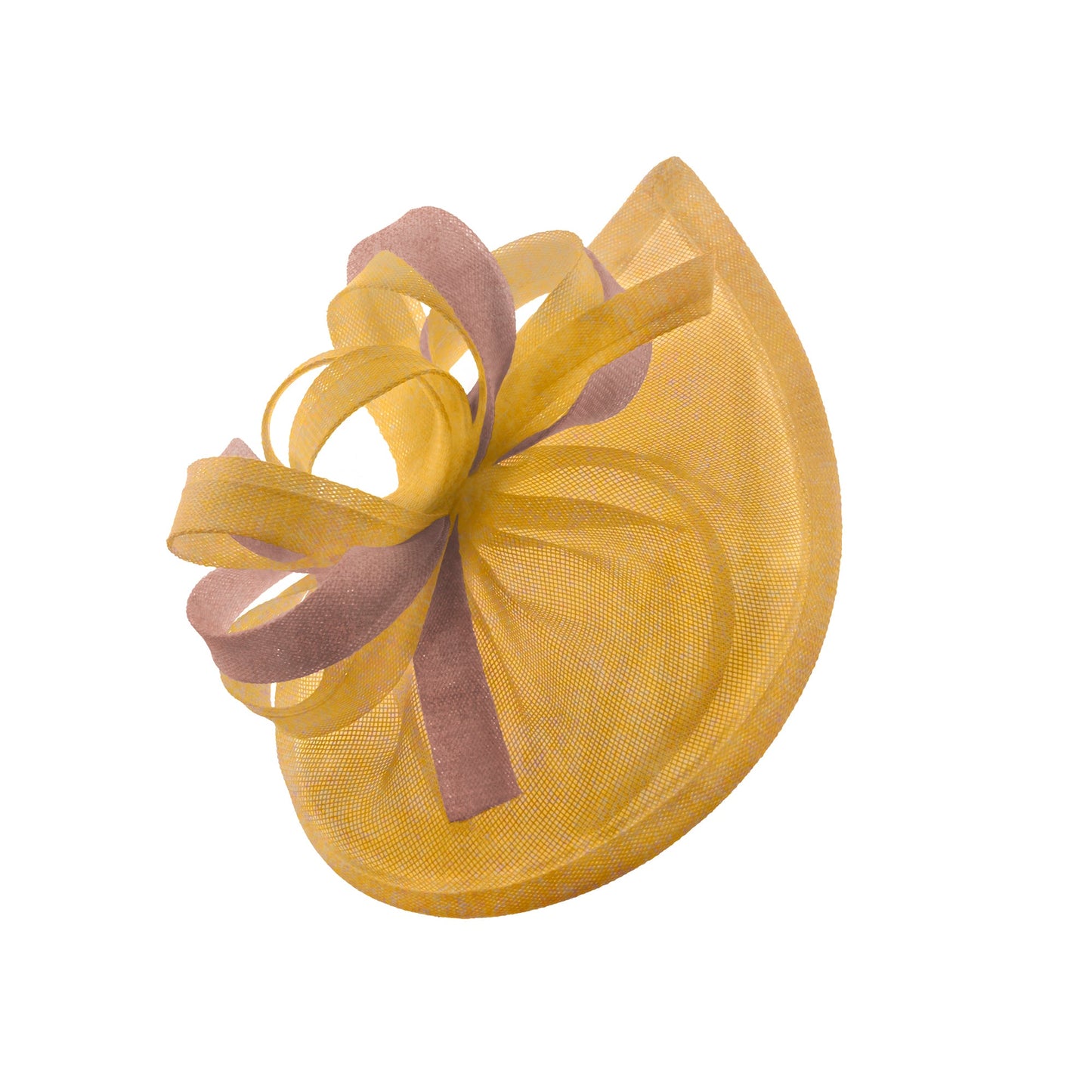 Caprilite Vegan MoonMix Hoop Fascinator Hat on Headband Wedding Ascot Races Bespoke Sinamay Disc - Gold Dusty Pink